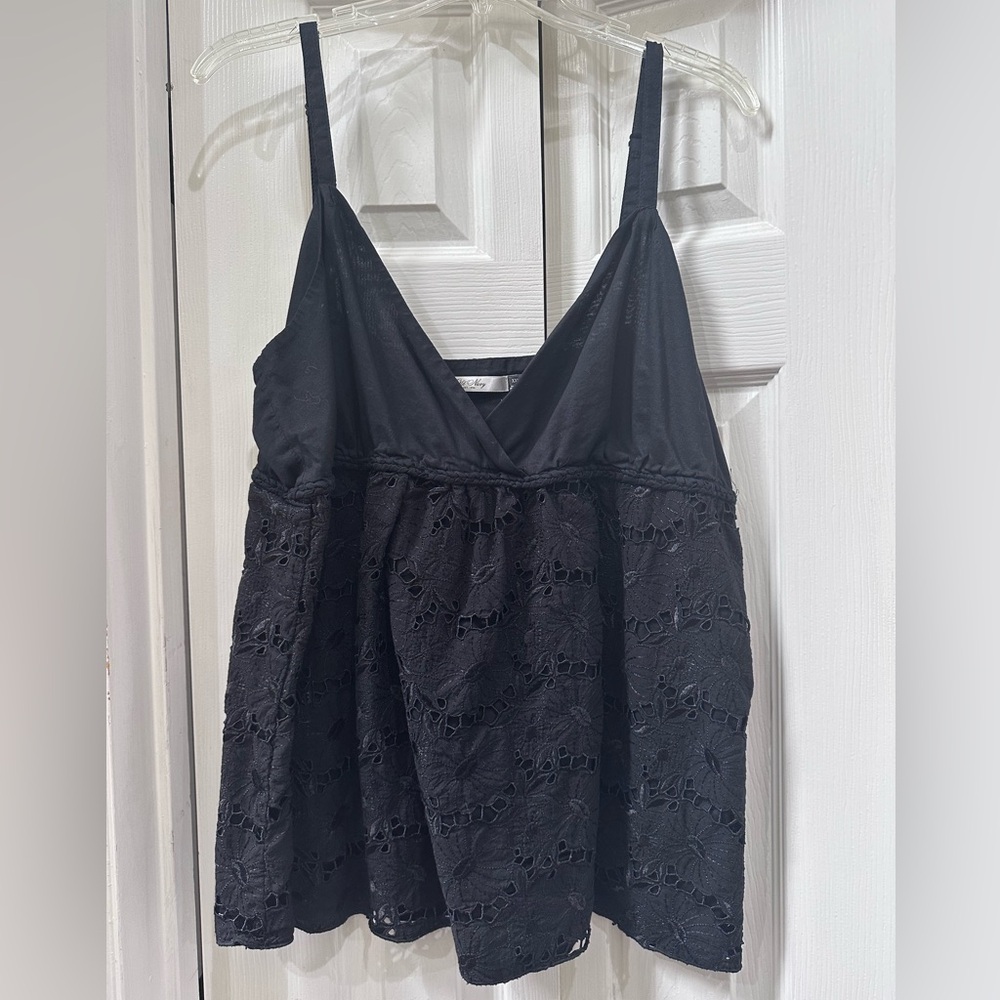 Black Battenburg Lace Tank